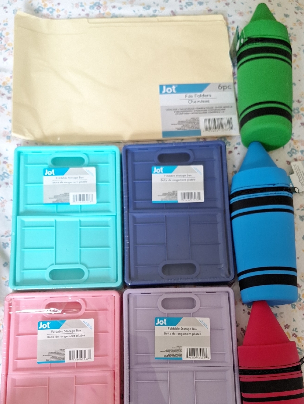 Home School Supplies Set - Pink, Blue, Purple, Green